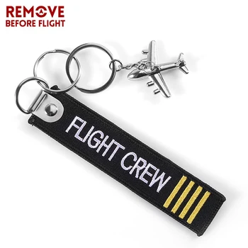 

Flight Crew Key Chain Kit Anahtarlik Label Embroidery Keychain with Metal Plane Key Chain for Aviation Gifts Car Keychains