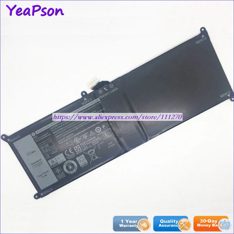 Yeapson 7.6V 30Wh Genuine 7VKV9 0V55D0 9TV5X Laptop Battery For Dell XPS 12-9250-D1508TB D1308TB D4305TB Notebook computer | Компьютеры и