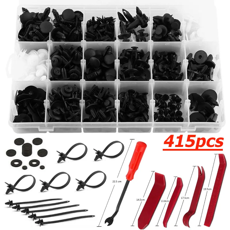 

415PCS/Set Push Pins Durable Plastic Practical Car Push Type Rivet Clips for Toyota Camry RAV4 Prado Corolla with tools sets