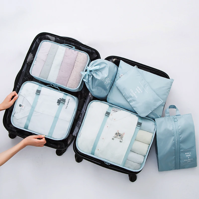  Mihawk Travel Bags Sets Waterproof Packing Cube Portable Clothing Sorting Organizer Luggage Tote Sy - 32817857193