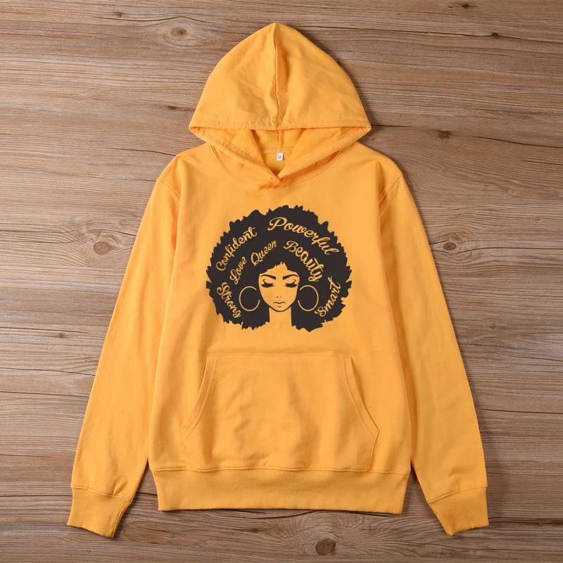 Женская толстовка с капюшоном ONSEME красивая черная рисунком в стиле афро пуловер