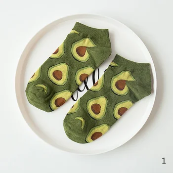 

Women New Print Socks Fruit Food Short Funny Cotton Socks Casual Cute Yellow Green Boat Socks Ankle Fashion Comfortable Hot Sale