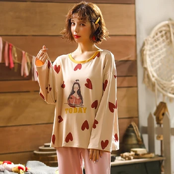 

2020 Spring Autumn New Arrival Fashion Pajamas For Women Spring Autumn Long Sleeve Cotton Pyjama Sets Casual Pijama Sleepwear