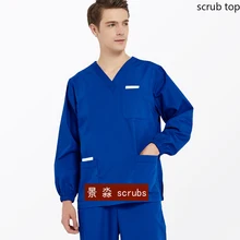 

Medical Uniforms Men Scrub Top Long Sleeve Nursing Clothes V Neck Scrubs Cotton Doctor Costume Dentist Work Wear Vet Uniforms