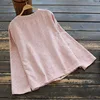 7383 New Spring Women Shirt Chinese Style Retro Buckle Floral Embroidery Linen Loose O-Neck Long Sleeve Blouse Women 3
