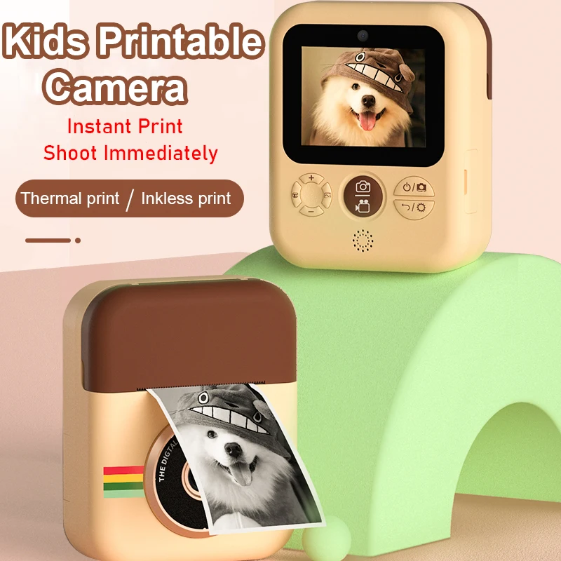 Kids Toy Instant Print Camera Mini Digital Camera With HD Video Recording Dual Lens Thermal Photo Paper Birthday Gift Boys Girls 2