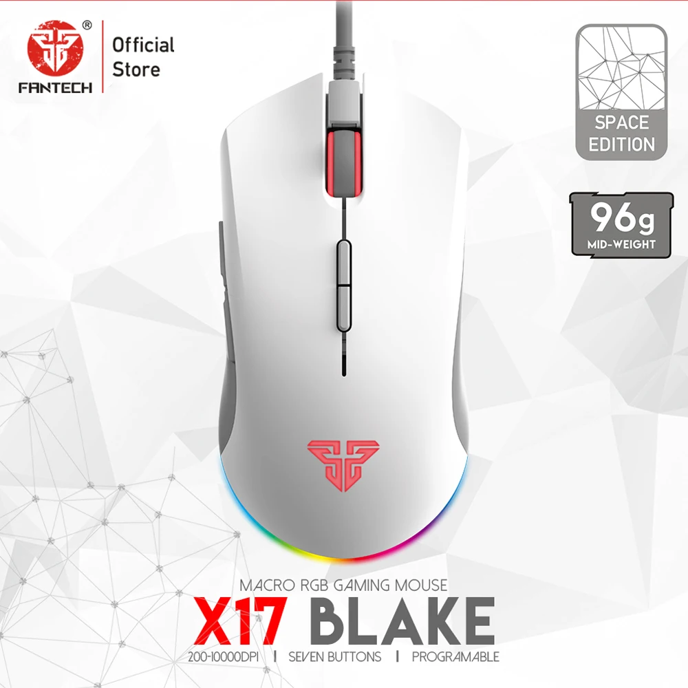 Gaming Mouse Ergonomic Wired Macro 10000DPI Fantech X17 7-Button Pixart 3325 RGB 