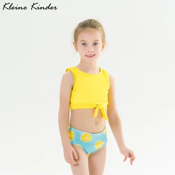 

Baby Swim Wear Two Piece Bikini Set Girl Bathing Clothes Swimwear Kids Solid Sleeveless Beach Pool Children's Swimsuit for Girls