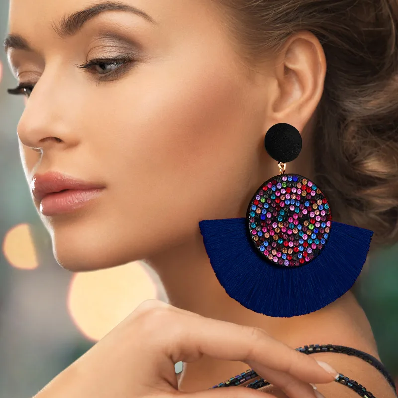 Богемные большие серьги-кисточки для женщин модные длинные висячие серьги из