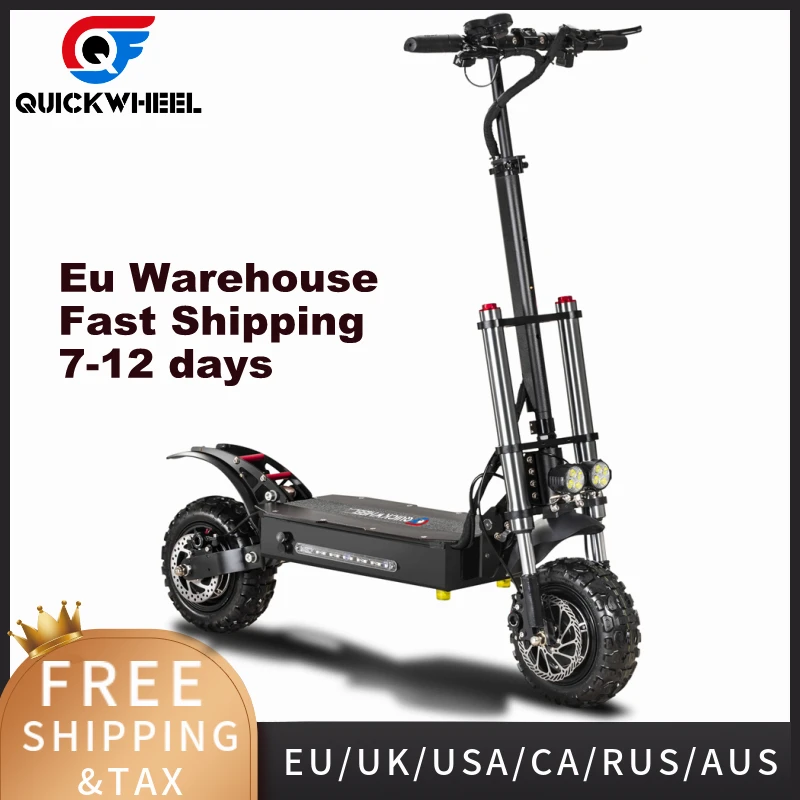 

Free Shipping Quickwheel Explorers 11 Inch 60V 5600w Dual Motor 85Km/h Powerful Adult Foldable Off Road Electric Scooters