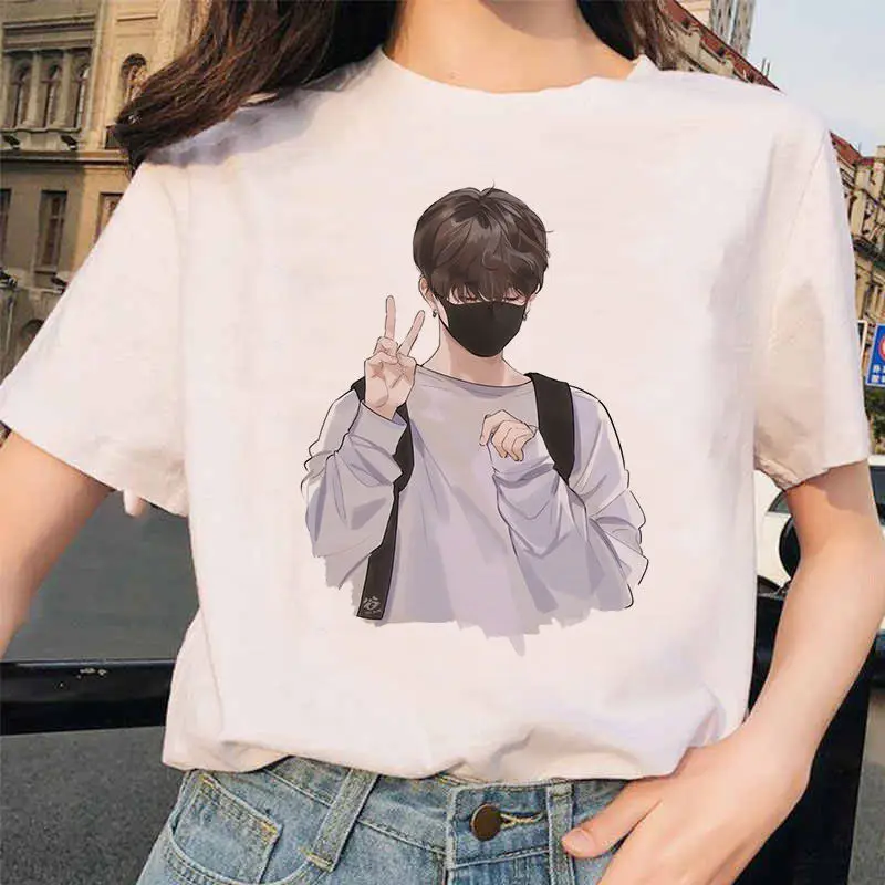 Harajuku JIN SUGA J HOPE JIMIN V JUNGKOOK футболка bangtan для мальчиков женская футболка в Корейском стиле больших размеров kpop женская футболка ulzzang - Цвет: white