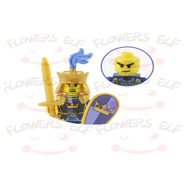 1PCS Blue Lion Red Green Dragon Knight Mini Two-person Villain Middle Age Assembling Building Blocks Children'sToy Medieval Knig 9803A