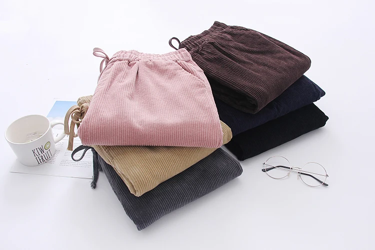 Corduroy pants winter new loose version of the retro velvet women Lunan pants DF545