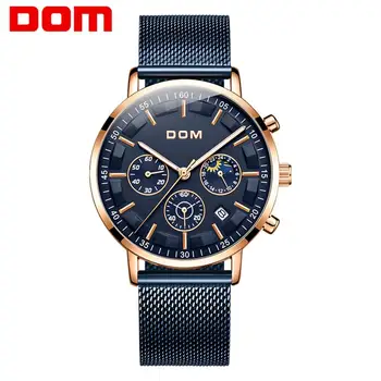 

DOM Casual Sport Watches for Men Blue Top Brand Luxury Stainless steel Wrist Watch Man Clock Fashion Chronograph Wristwatch