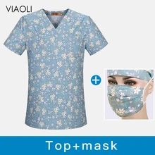 Best Price V-neck Dental clinic scrubs tops Floral printing Pet doctor nurse uniforms hospital nursing scrubs tops medical scrubs workwear Best Price V-neck Dental clinic scrubs tops Floral printing Pet doctor nurse uniforms hospital nursing scrubs tops medical scrubs workwear