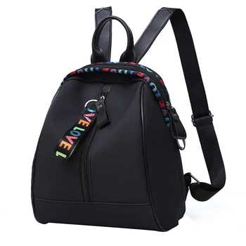 

Zipper Closure Wearproof Oxford Cloth Rucksack Women Backpack Cosmetic Storage Large Capacity Outdoor Casual Ribbon Pendant