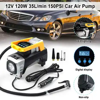 

35L/min Air Compressor Pump LED Digital Tire Inflator DC 12V 120W 150 PSI Car Air Pump Auto Shut Off Gauge Emergency Light