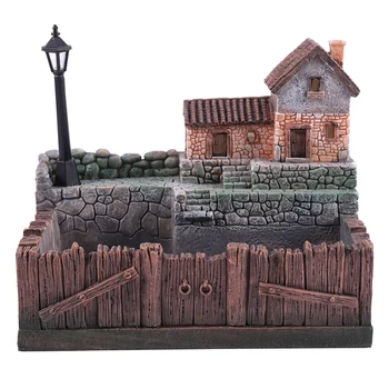 

Resin Flower Pot with Lamp for Succulents Plants Creative Planter for Small Bonsai Micro- Landscape Garden Decoration-B