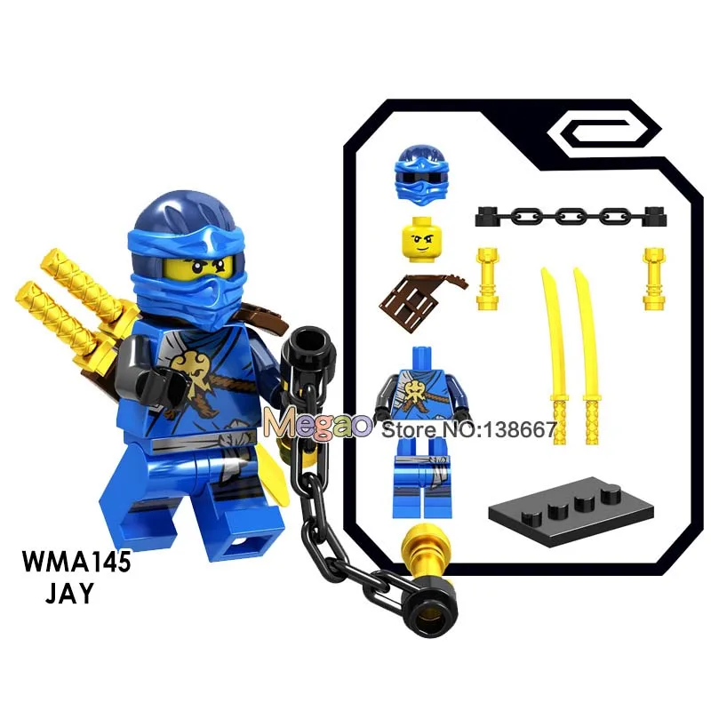 Single Llyod Nya Echo Zane ZX Golden Ninja Kai Cole Yang Akita Pythor Snake Warrior Ninja Building Blocks Model Kids Toys - Цвет: Светло-голубой