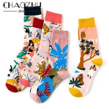 

CHAOZHU 80s 90s young vintage swag fashion cool art sox funny painting girls sweet grunge aesthetic creative design happy socks