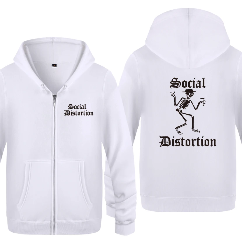 SOCIAL DISTORTION Rock Band Hoodies Men Men's Fleece Zipper Cardigans Hooded Sweatshirts