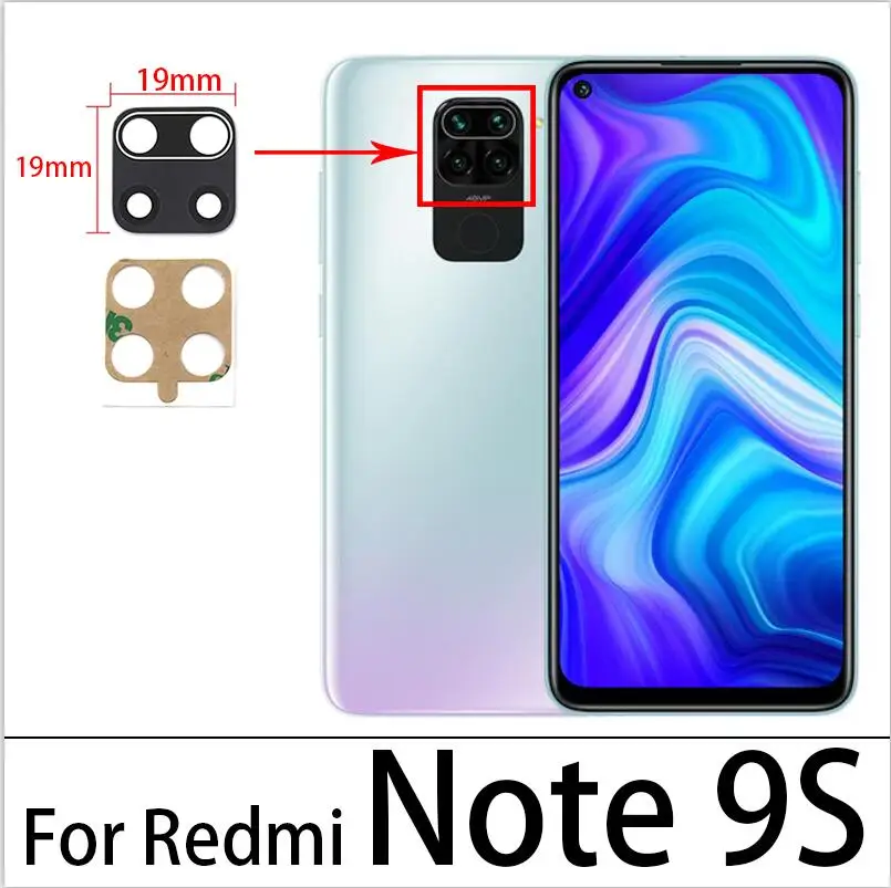Стеклянный объектив для задней камеры Xiaomi Redmi Note 8 8T 9S 7 Pro Max 9 9A 9C 2 шт. с наклейкой Mi
