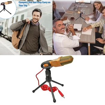 

Recording Condenser With Foldable Tripod 3.5mm Jack Computer Microphone Set Vocal Recording Device For PC Computer Karaoke