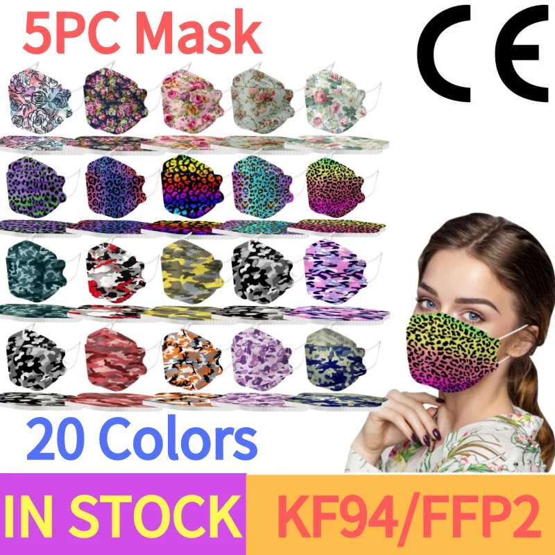 5pc Mascarilla fpp2 homologada 20 estampado de colores kf94 cara máscara Mascarillas adulto mascarillas ffp2reutilizable máscara ffp2mask
