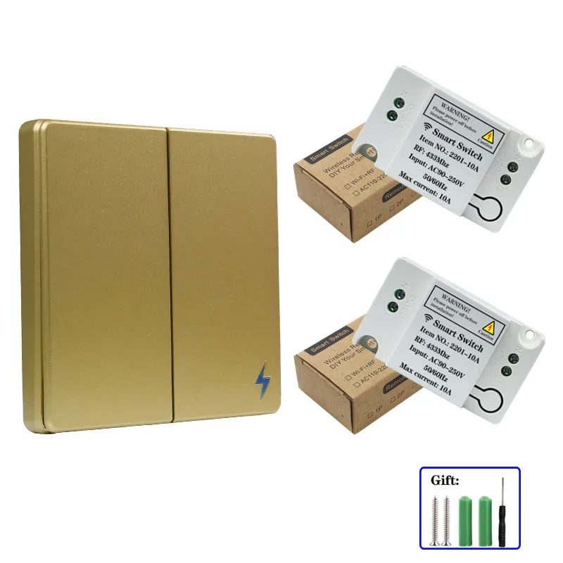 Universal Bedroom Set Wireless Switch and Receiver Kit AC 110V 220V Receiver Wall Panel button Bedroom Ceiling Lamp Switch DIY-13