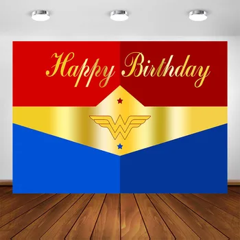 

Wonder Woman Party Backdrop Girls Birthday Super Girl Birthday Party Decorations Banner Customized Background for Photography