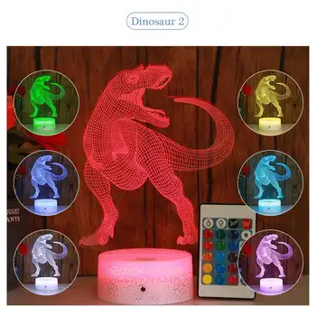 

Dinosaur 3D LED Illusion Lamp 3D Optical Illusion Lights 7 color Multicolored USB Home Decoration Color Changeable Lamp for boys