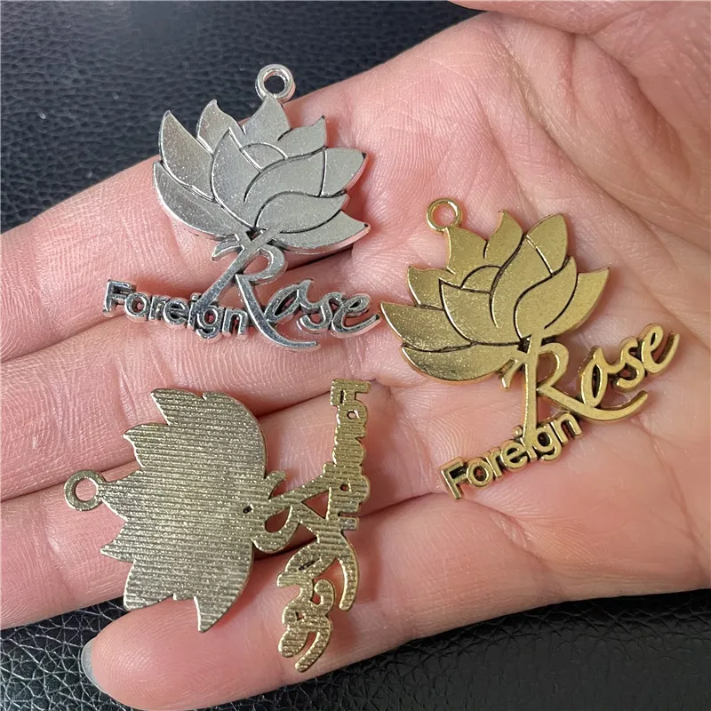 Junkang 5pcs Charm Flower Lotus Pendant Jewelry Making Diy Handmade