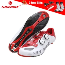 SIDEBIKE, профессиональная Мужская обувь из углеродного волокна для шоссейного велосипеда, обувь для велоспорта, ультралегкие самоблокирующиеся спортивные гоночные кроссовки
