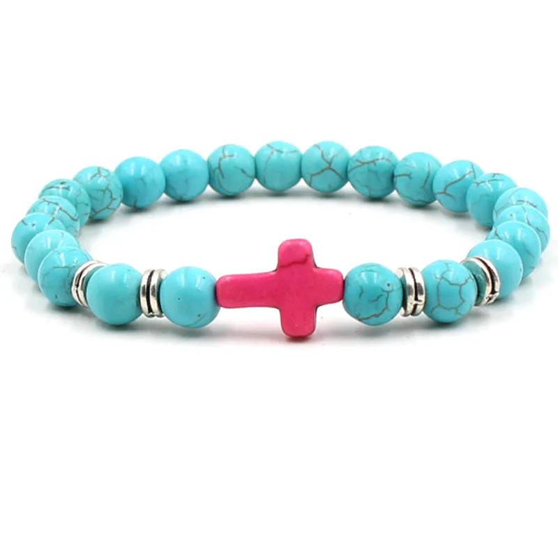 Модный браслет с бусинами для мужчин и женщин Pulseira Feminina Healing Cross Nine color целитель