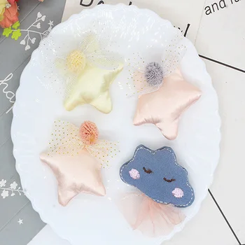 

10pcs/lot 4*7cm DIY Handmade Lace netting stars cloud Padded Patches Appliques For Clothes Sewing Supplies DIY Hair Decoration
