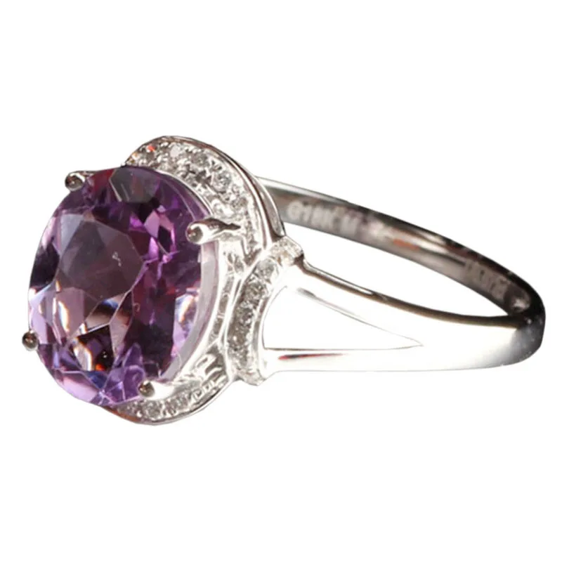 

BAIHE Sterling Silver 925 Certified 1.54ct Oval 100% Genuine Natural Amethyst Engagement Women Trendy Fine Jewelry Flawless Ring