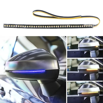 

Car Rearview Mirror Indicator Lamp 1pc Amber Blue Car Modified Streamer Strip LED Flowing Turn Signal Strip Light