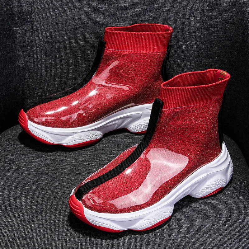 Women Casual Shoes  New Thick Bottom Water Shoes Women Fashion Sneakers High Top Walking Shoes Women Vulcanize Shoes Socks Shoes