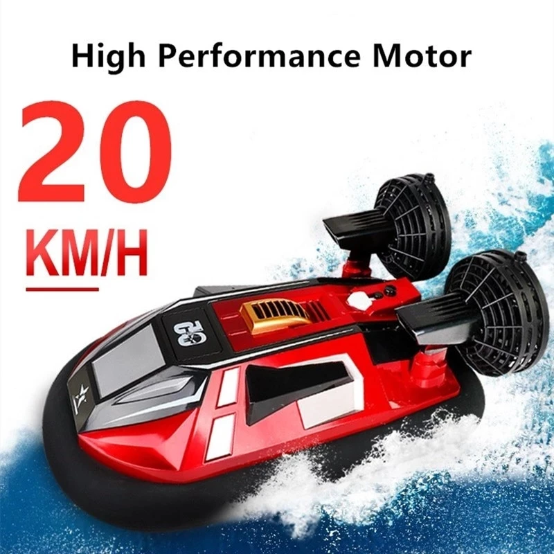 2.4GHZ Remote Control Hovercraft Speed Boat 4CH Ipx4 Waterproof RC Boat Dual Motor 20KM/H  For Kid Boys Model Outdoor Toys 2