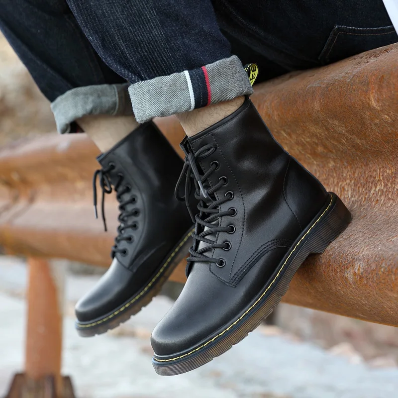 Botas de cuero para hombre, zapatos de herramientas de moda, de talla media  alta, cómodos, Retro, militares, invierno, nuevas|Botas de nieve| -  AliExpress