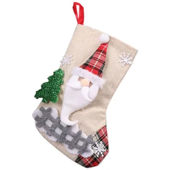 

10 Pcs / Lot Christmas Xmas Socks Stockings Decorations Christmas Candy Sock Gift Bags for Tree