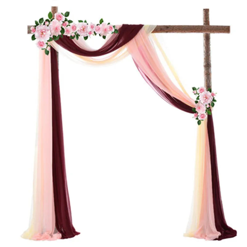 

White Wedding Arch Drapping Fabric 28inch*6 Yards Burgundy Chiffon Fabric Curtain Drapery Champagne Ceremony Reception Swag