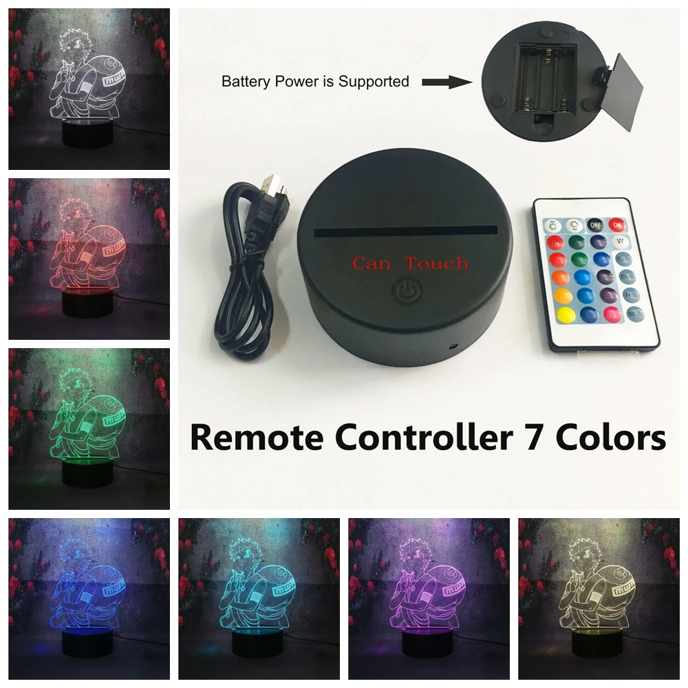 Remote 7 color Модный поп мальчик новинка мультфильм Аниме подарок настольная лампа домашняя спальня применение СВЕТОДИОДНЫЙ 3D трещины ночник Наруто фигурка Гаара лампа - Испускаемый цвет: Remote 7 color