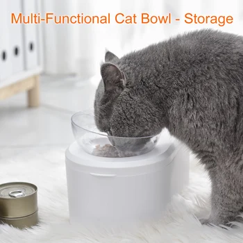

Elevated Cat Bowl with Stand, Stress Free, Transparent Tilted Raised Pet Feeding Bowl for Cat and Small Dog, Food Grade Material