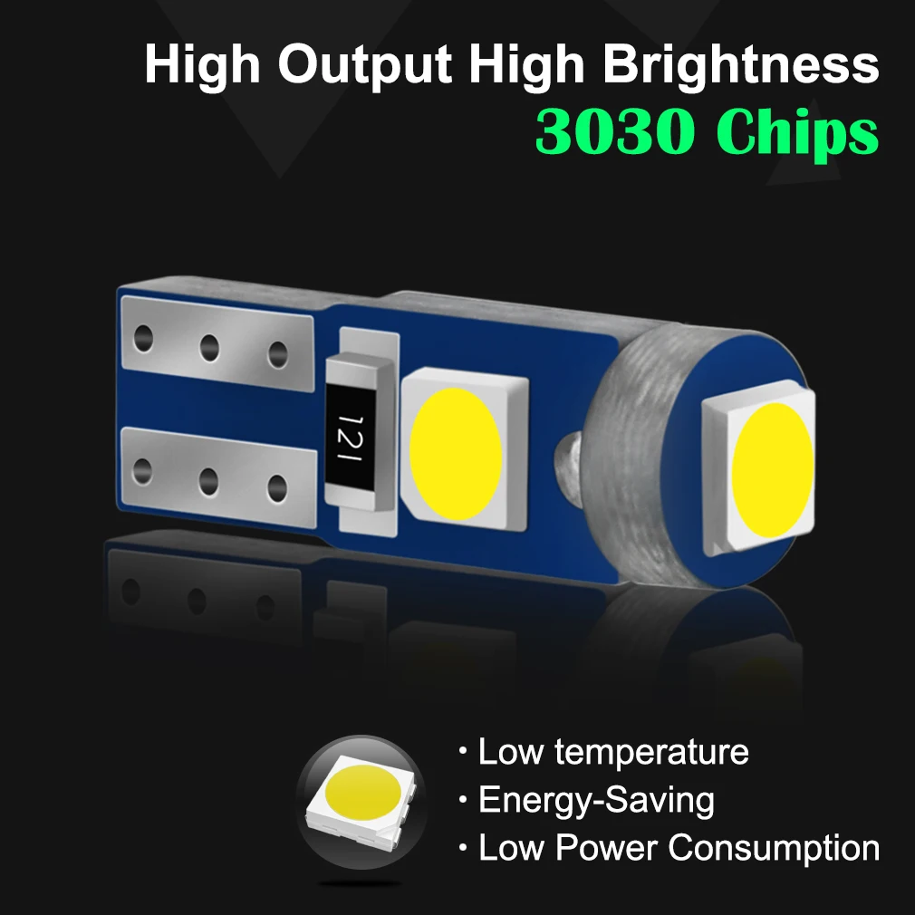 10 шт. светодиодный супер яркий светильник T5 W1.2W 27 74 86 206 3 SMD 3030 для салона