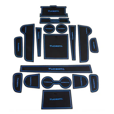 Door Groove Mats Gate Slot Pad For Hyundai Tucson NX4 2021 2022 Accessories Cup Cover Anti-slip Sticker Decoration Non-slip black blue A