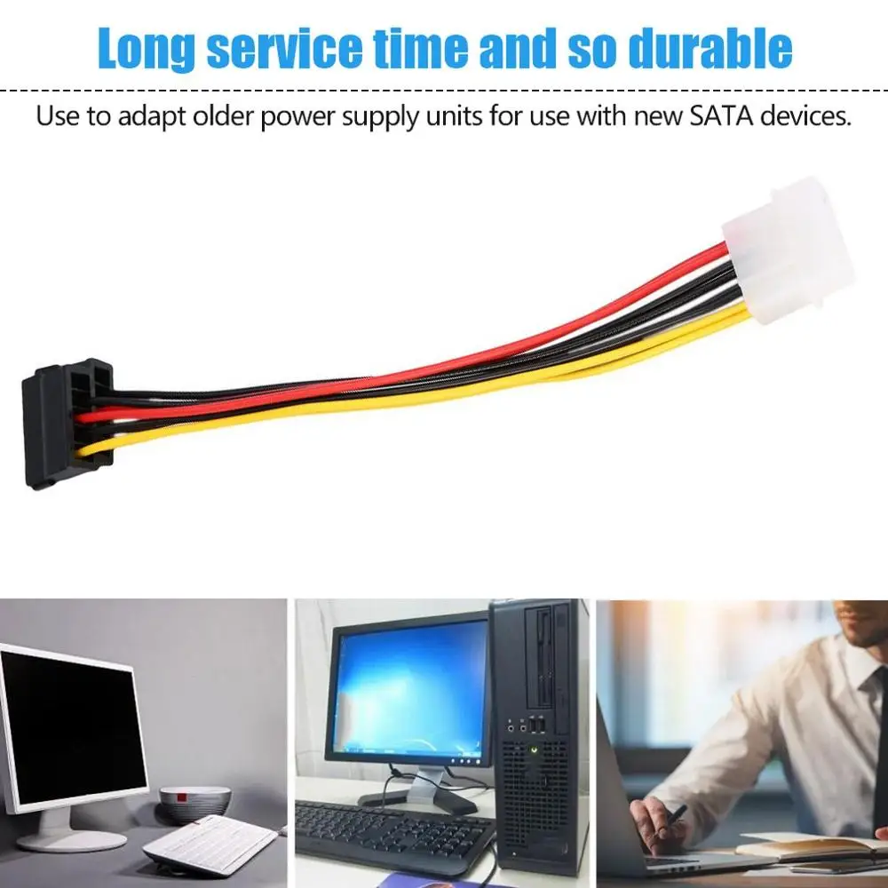 

New Pin IDE Molex to 2 of 15 Pin Serial ATA SATA HDD Power Adapter Cable Lightweight Y Splitter Dual Hard Drive Cable