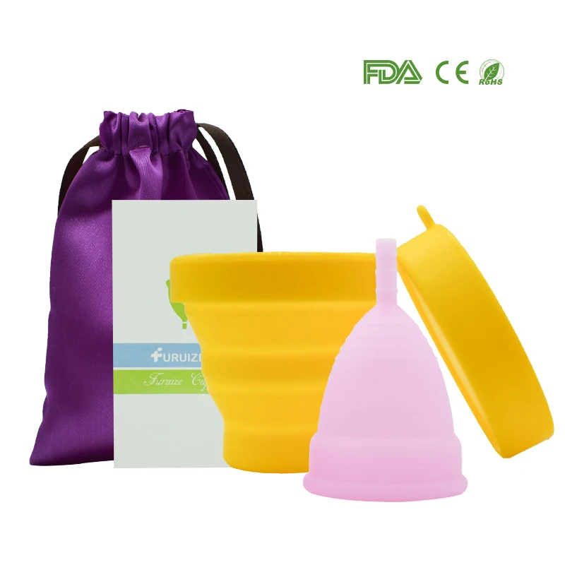 1pcs Menstrual Cup and 1pcs Sterilizer Cup Sterilizing Collapsible Cups to Clean Copa Menstrual Recyclable Foldable Cup - Цвет: Серебристый