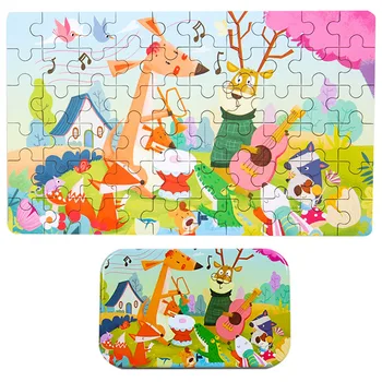 

60 Pcs Paper Puzzle Kids Toy Cartoon Animal Puzzles Child Early Educational Learning Toys
