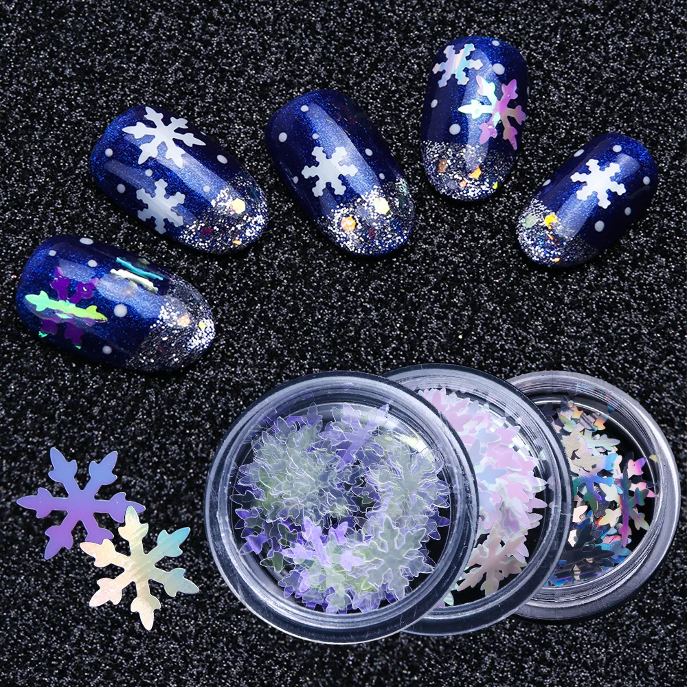 

Christmas New Year's Snowflakes Accessories 3D DIT Decor for Nails 2020 Designer Art Decoration Bright Glitter Sequins Nails